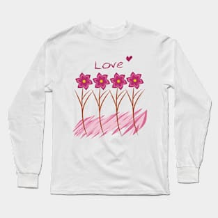 Pink Flowers Long Sleeve T-Shirt